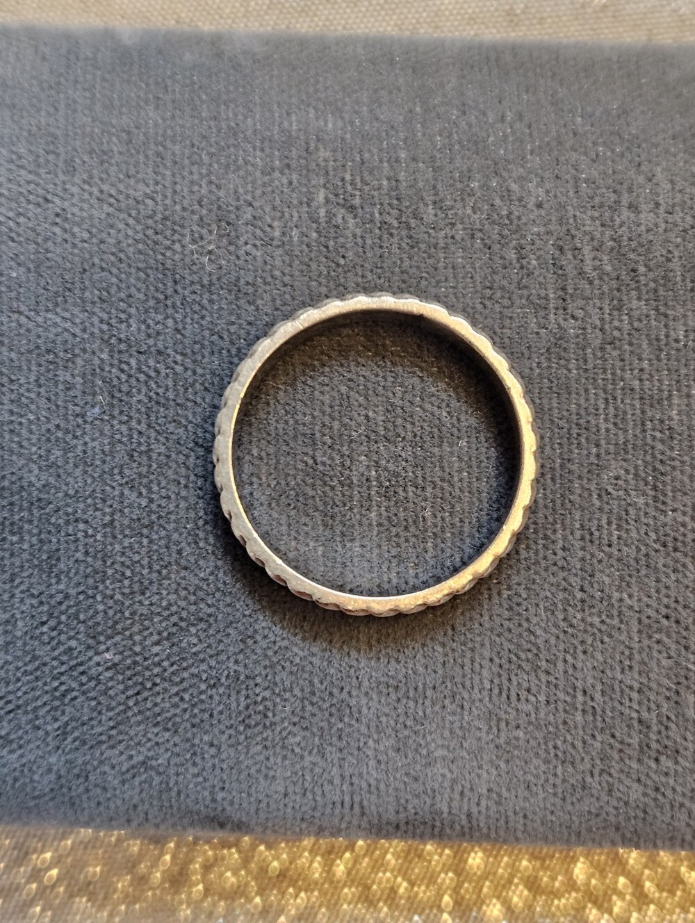 Handcrafted Bordered Silver Band Size 9 - Picture 6 of 6